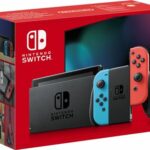 Home console nintendo switch avec paire de joy con sans fil rouge et bleu neon v3