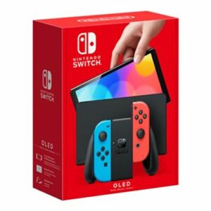 nintendo switch (modèle oled) avec manettes joy con bleu néon / rouge néon